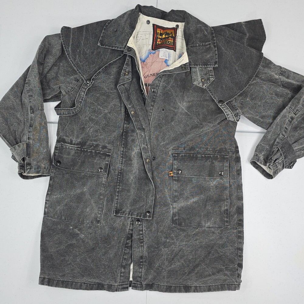 Vintage Kakadu Traders Australia Men L Jacket Dust Rider OutBack Coat Duster Gre